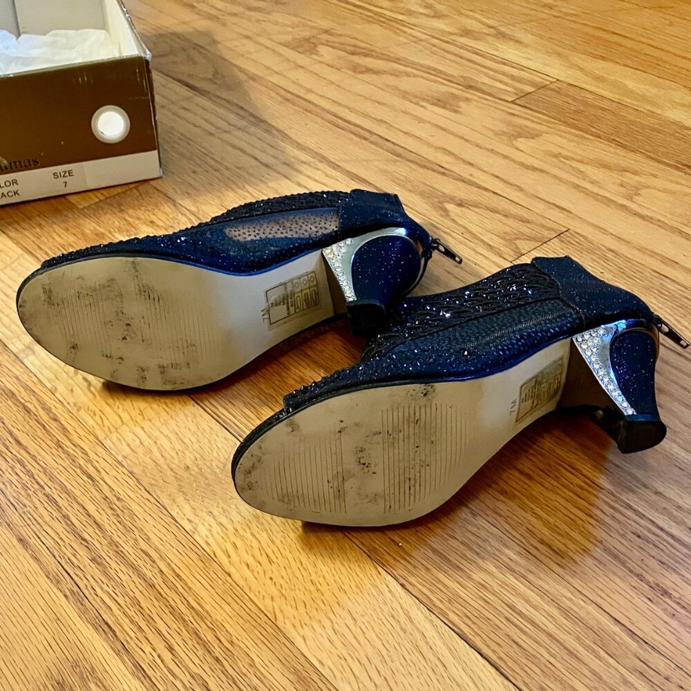 Pierre Dumas Evening Booties, Black Sparkle, Size 7 - Picture 6 of 8